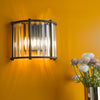 Kiran Twin Wall Light In Satin Black & Crystal Glass