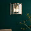 Kiran Twin Wall Light In Natural Brass & Crystal Glass