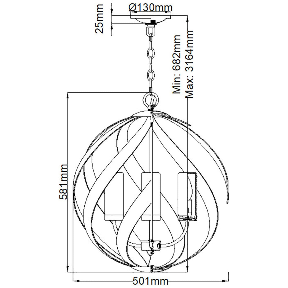 Blacksmith IP44 Four Light Chandelier in Old Black