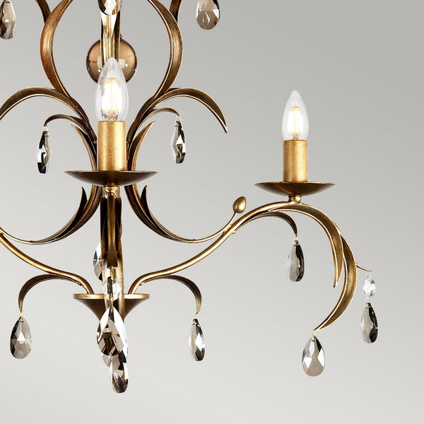 Lily Metallic Bronze Patina Three Arm Chandelier