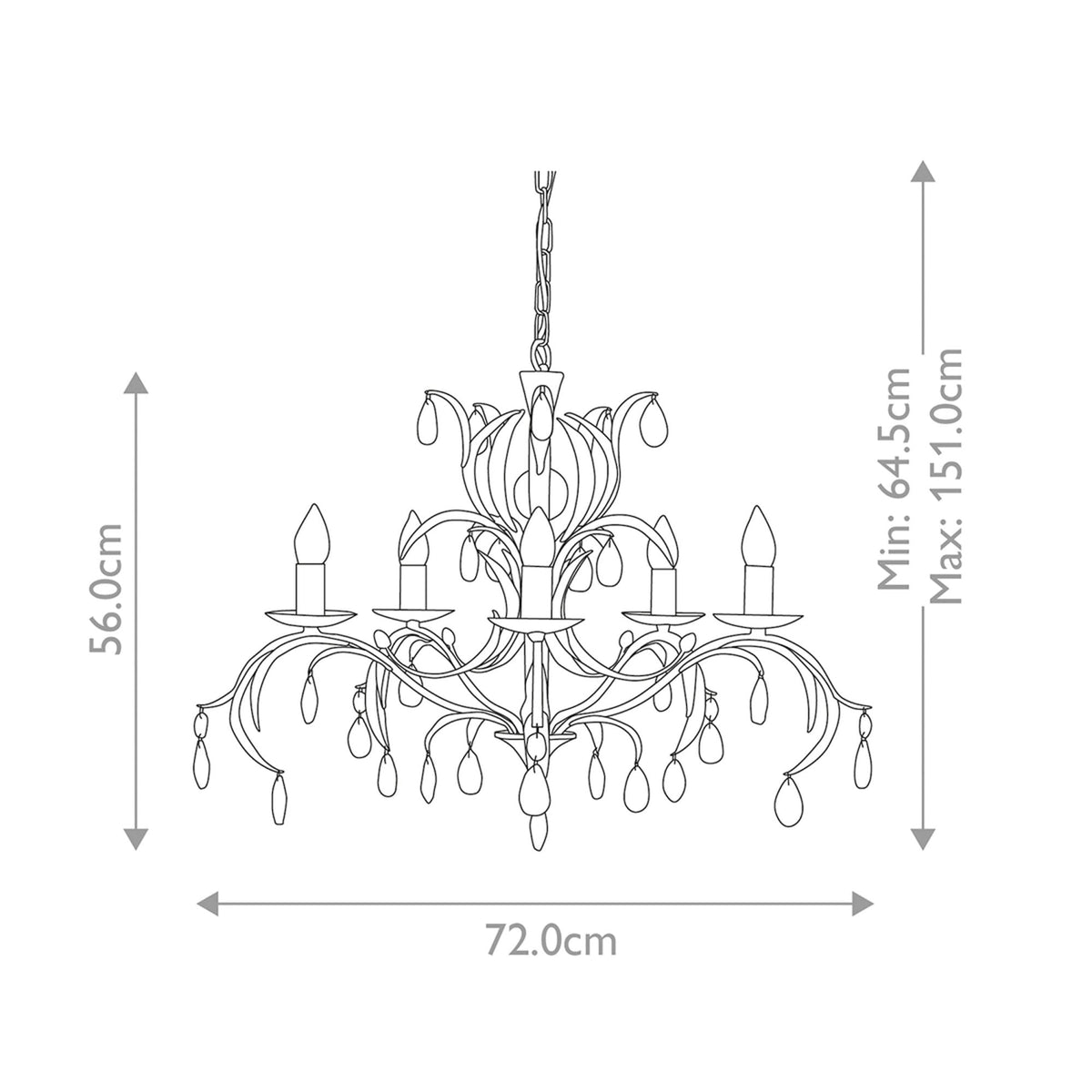 Lily Metallic Bronze Patina Five Arm Chandelier