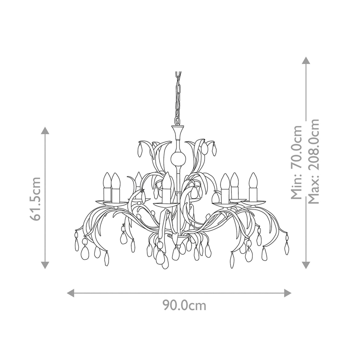 Lily Metallic Bronze Patina Eight Arm Chandelier