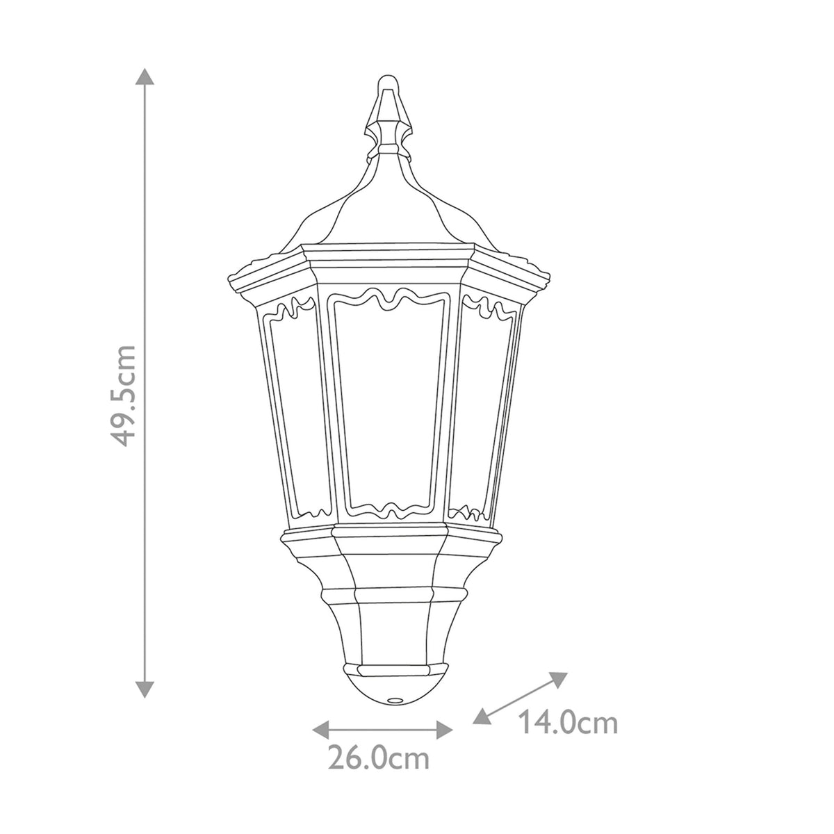 Medstead Outdoor PIR Half Wall Lantern in Black