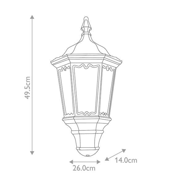 Medstead Outdoor PIR Half Wall Lantern in Black