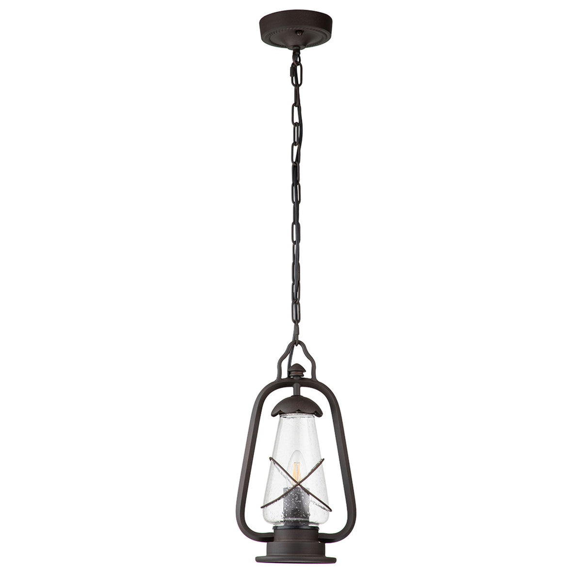 Miners Wrought Iron Chain Pendant Light