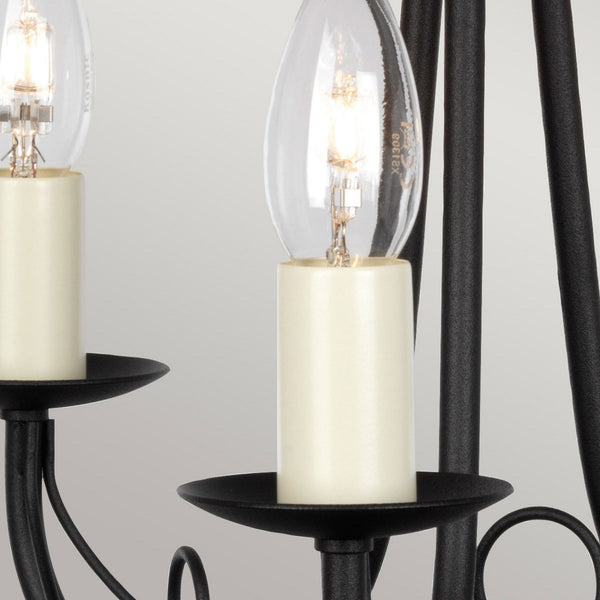Minster Three Light Chandelier or Semi Flush in Black