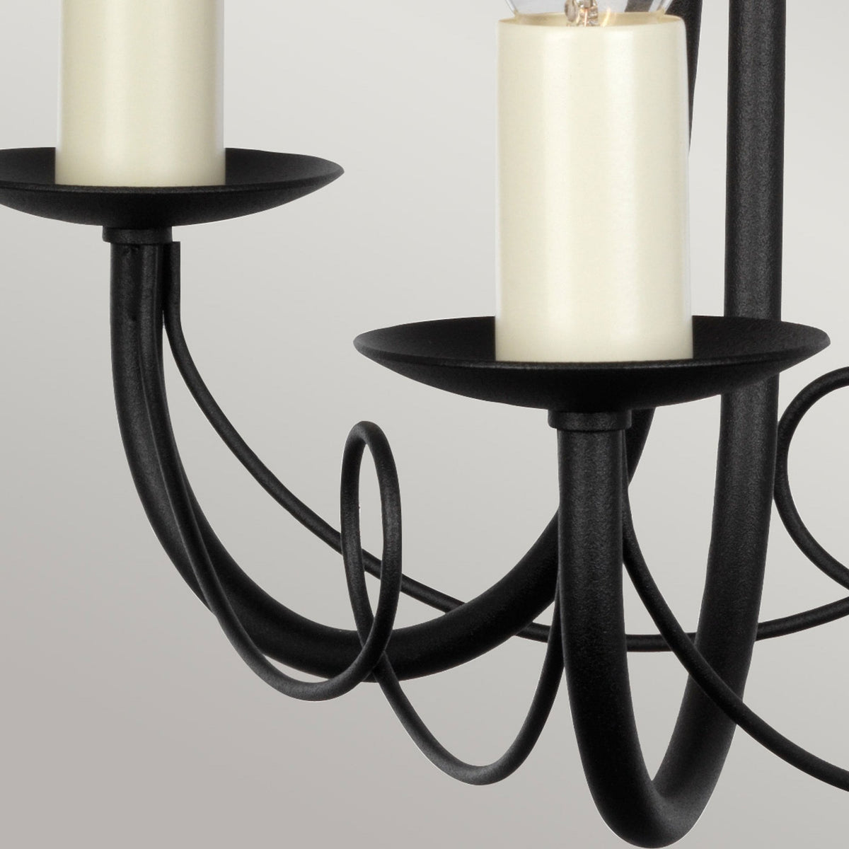 Minster Three Light Chandelier or Semi Flush in Black
