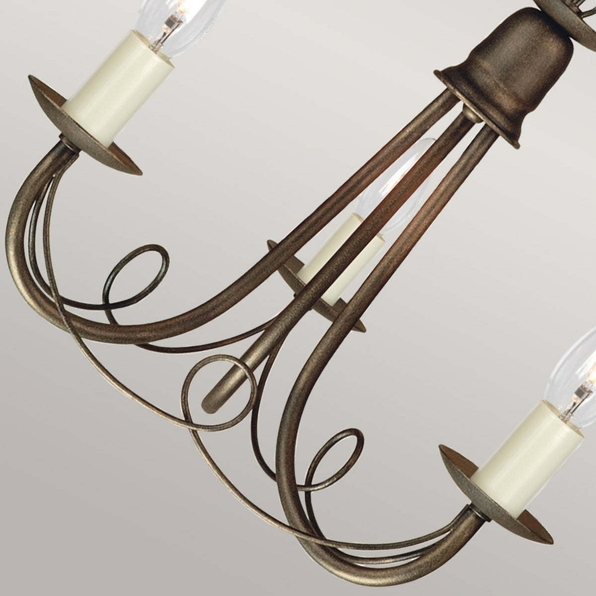 Minster Three Light Chandelier or Semi Flush in Black & Gold