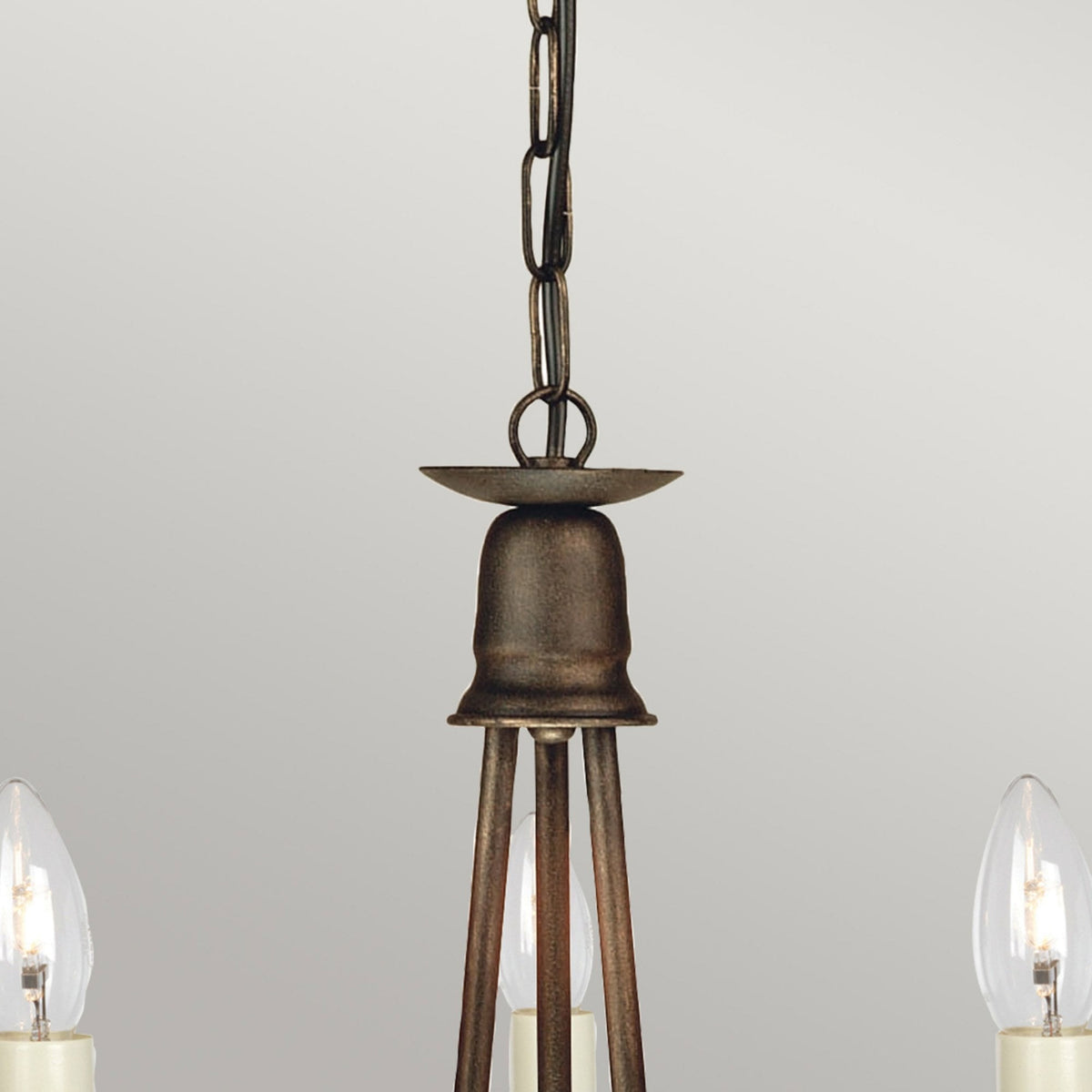 Minster Three Light Chandelier or Semi Flush in Black & Gold