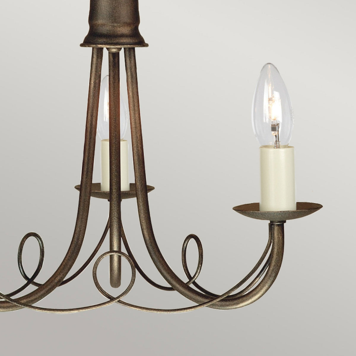 Minster Three Light Chandelier or Semi Flush in Black & Gold