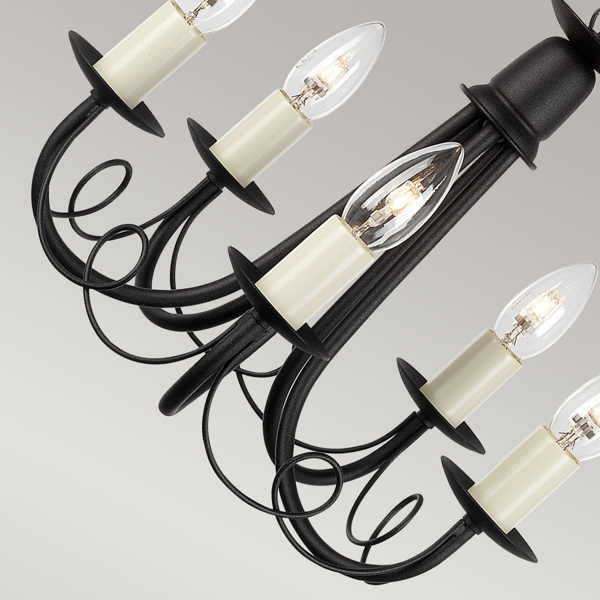 Minster Five Light Chandelier or Semi Flush in Black