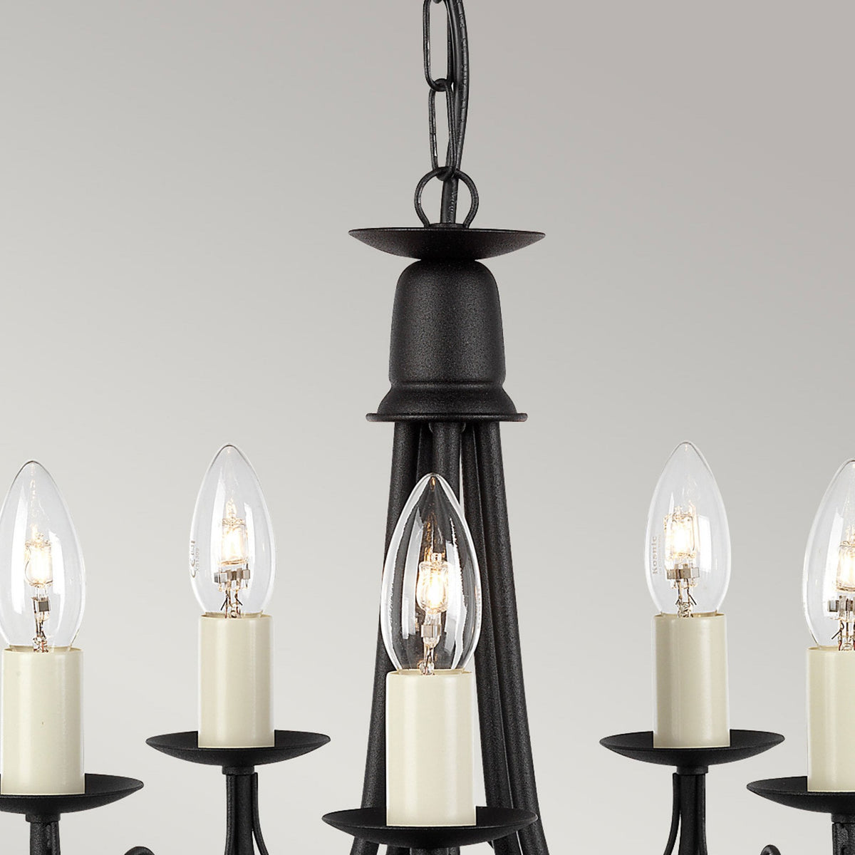 Minster Five Light Chandelier or Semi Flush in Black