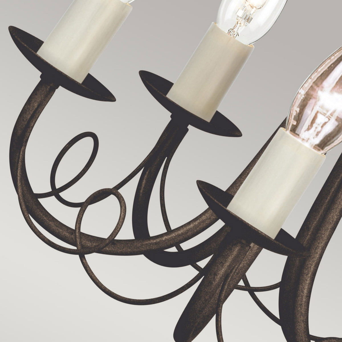 Minster Five Light Chandelier or Semi Flush in Black & Gold