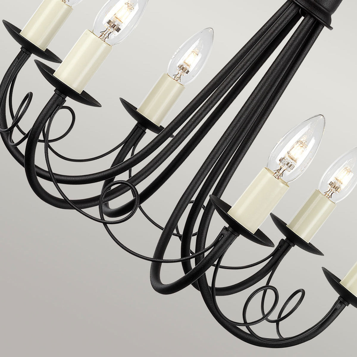 Minster Six Light Chandelier or Semi Flush in Black