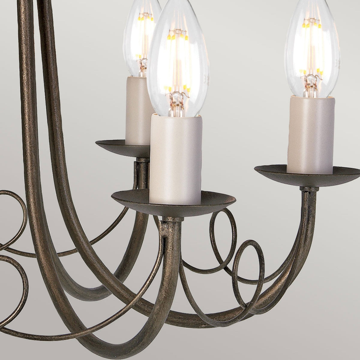 Minster Six Light Chandelier or Semi Flush in Black & Gold