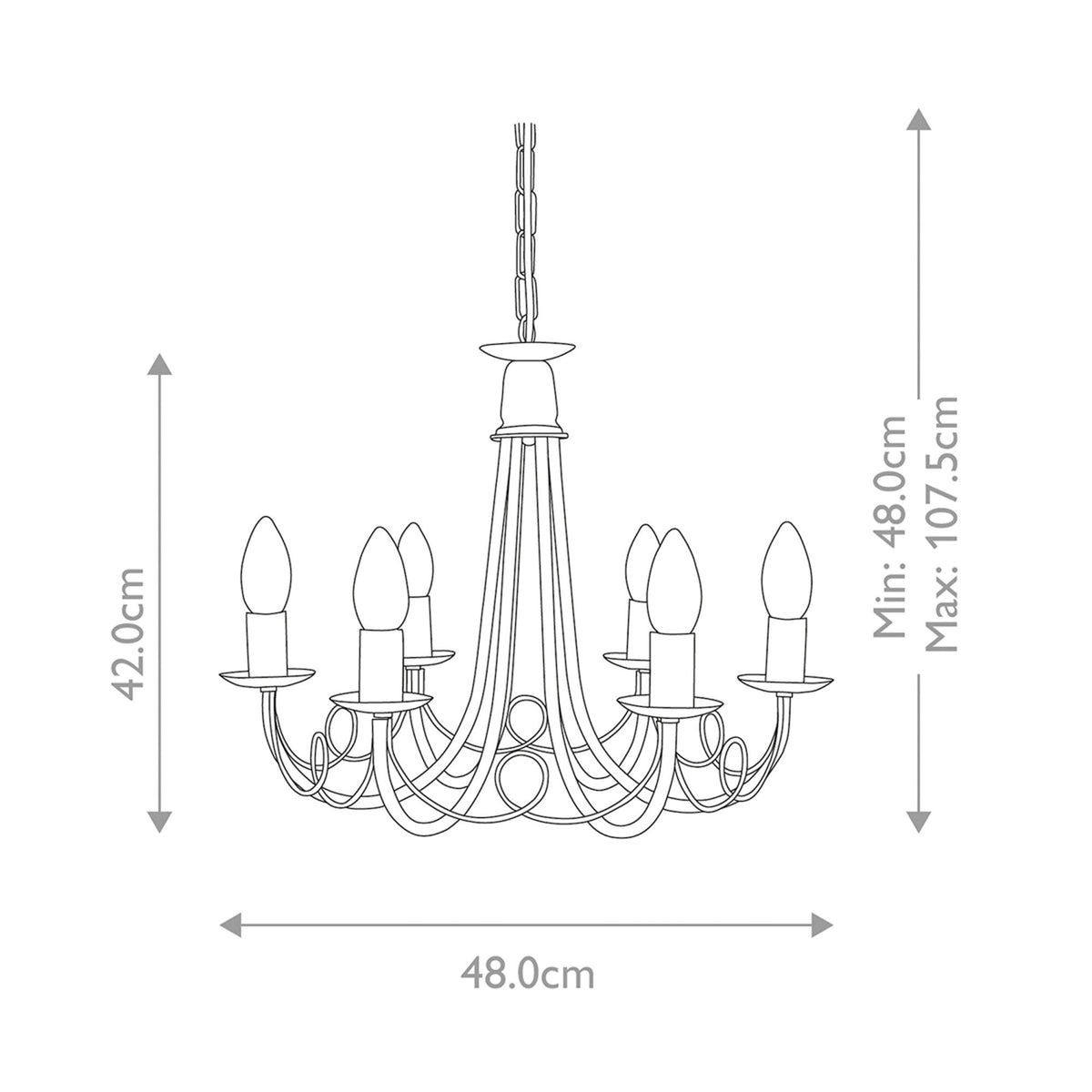 Minster Six Light Chandelier or Semi Flush in Black & Gold