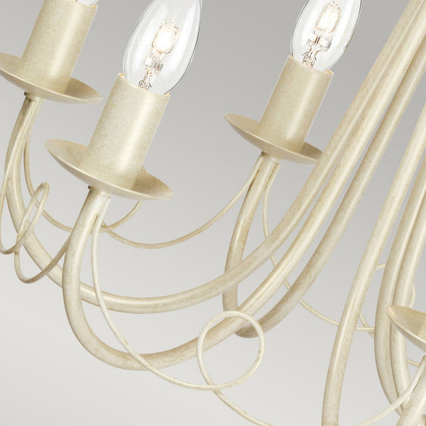 Minster Six Light Chandelier or Semi Flush in Ivory Gold