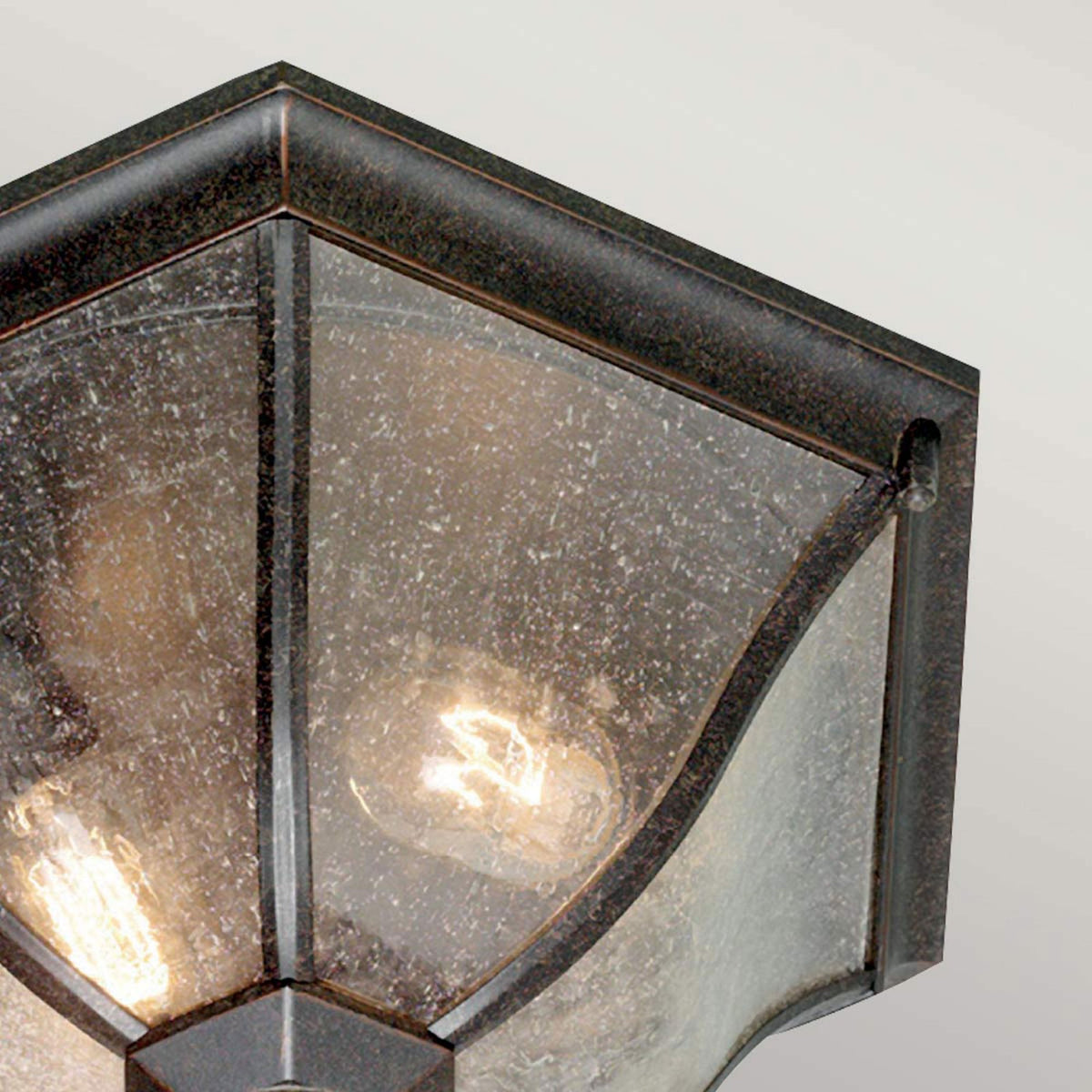 New England Medium Flush Lantern in Weathered Bronze Finish