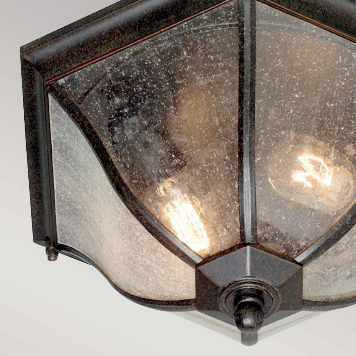New England Medium Flush Lantern in Weathered Bronze Finish