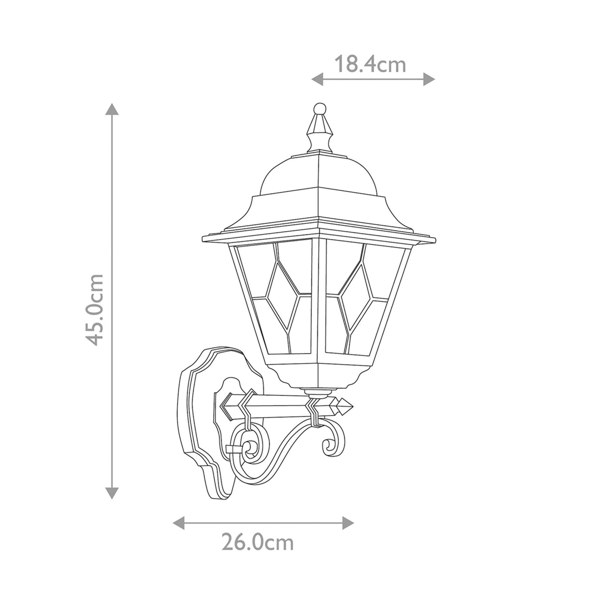 Norfolk Outdoor IP43 Up Wall Lantern in Black