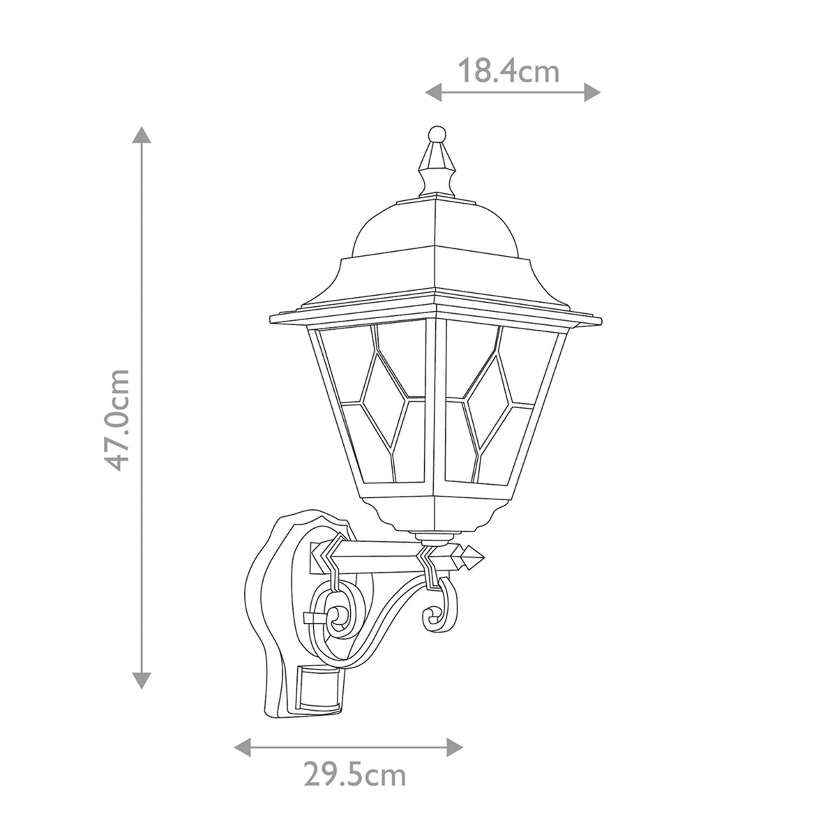 Norfolk PIR Outdoor IP43 Wall Lantern in Black
