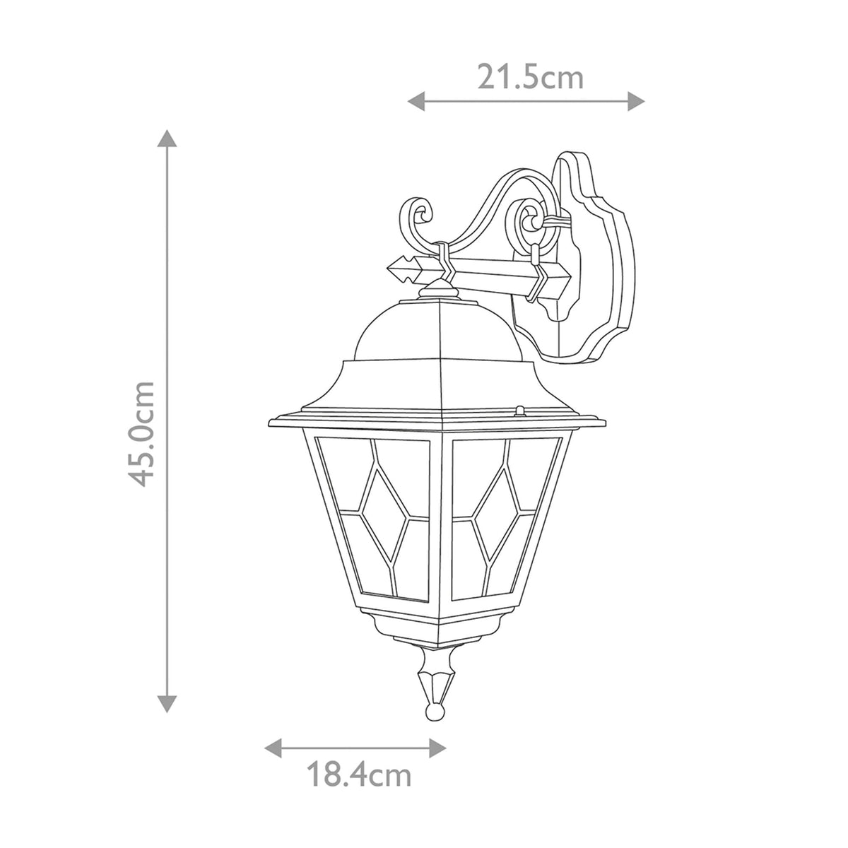 Norfolk Outdoor IP43 Down Wall Lantern in Black