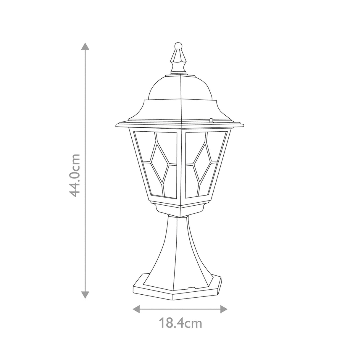 Norfolk Outdoor IP43 Pedestal Lantern in Black