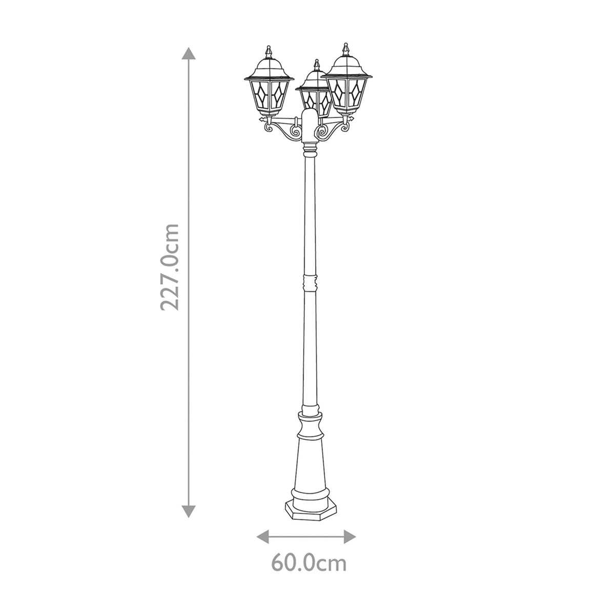 Norfolk 3 Light Lamp Post in Black