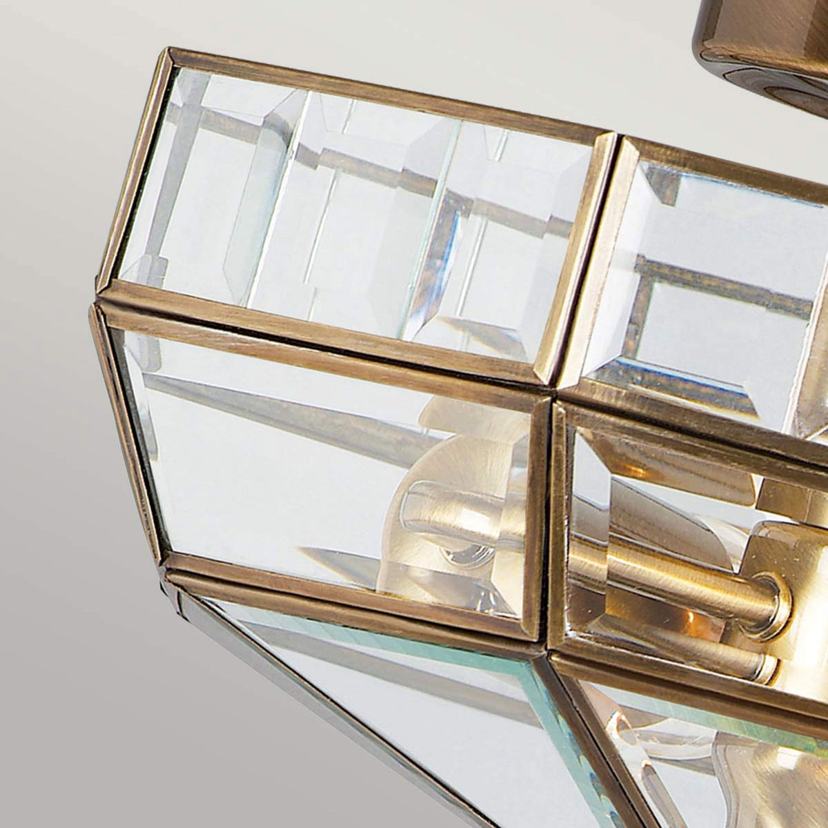 Old Park Semi Flush Ceiling Light in Antique Brass