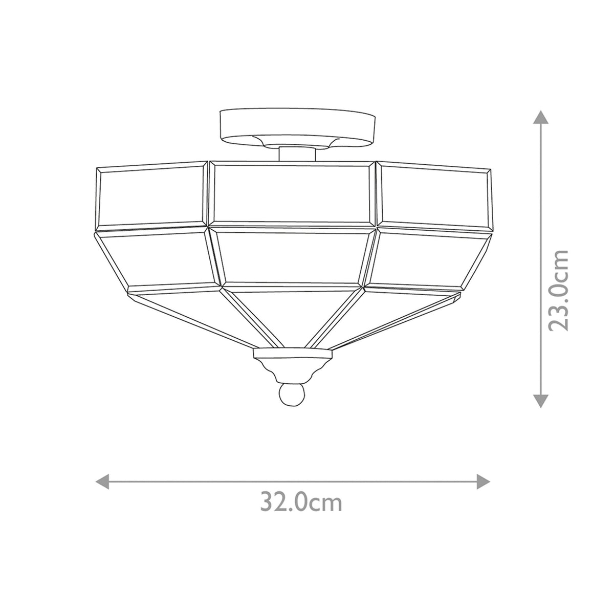 Old Park Semi Flush Ceiling Light in Antique Brass