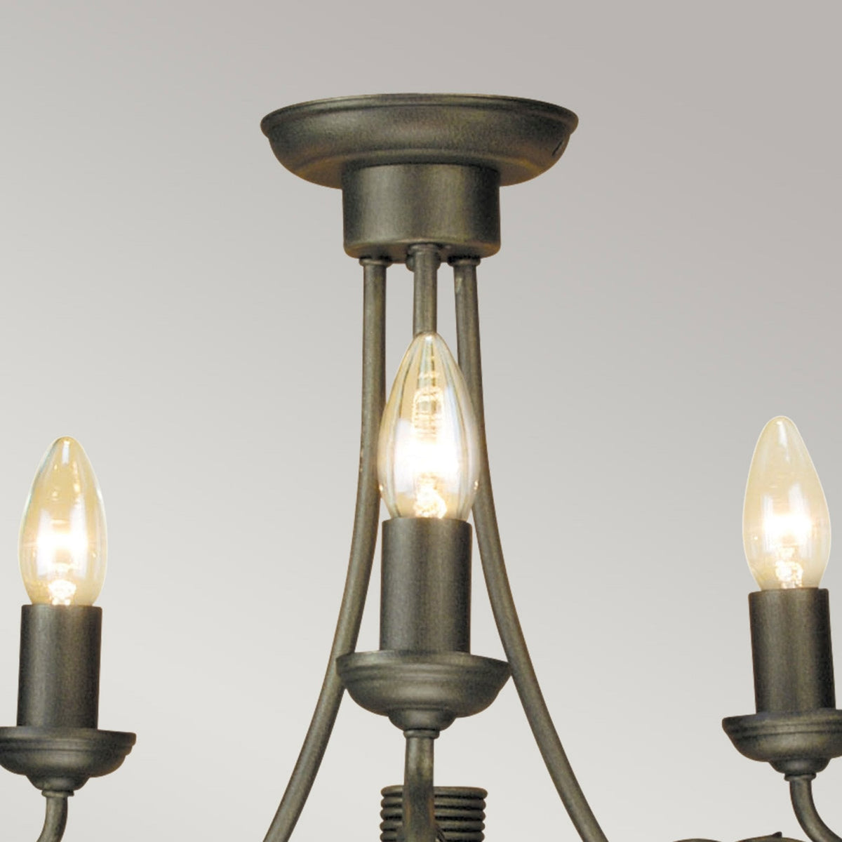 Olivia Three Light Chandelier or Semi Flush in Black & Gold