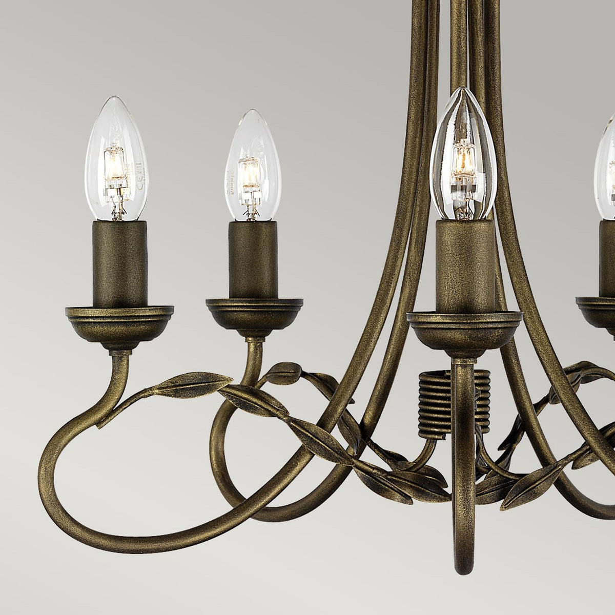 Olivia Five Light Chandelier or Semi Flush in Black & Gold