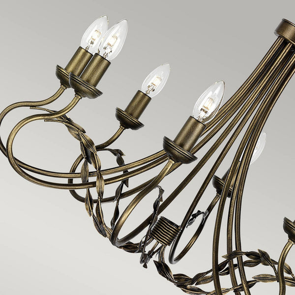 Olivia Eight Light Chandelier or Semi Flush in Black & Gold