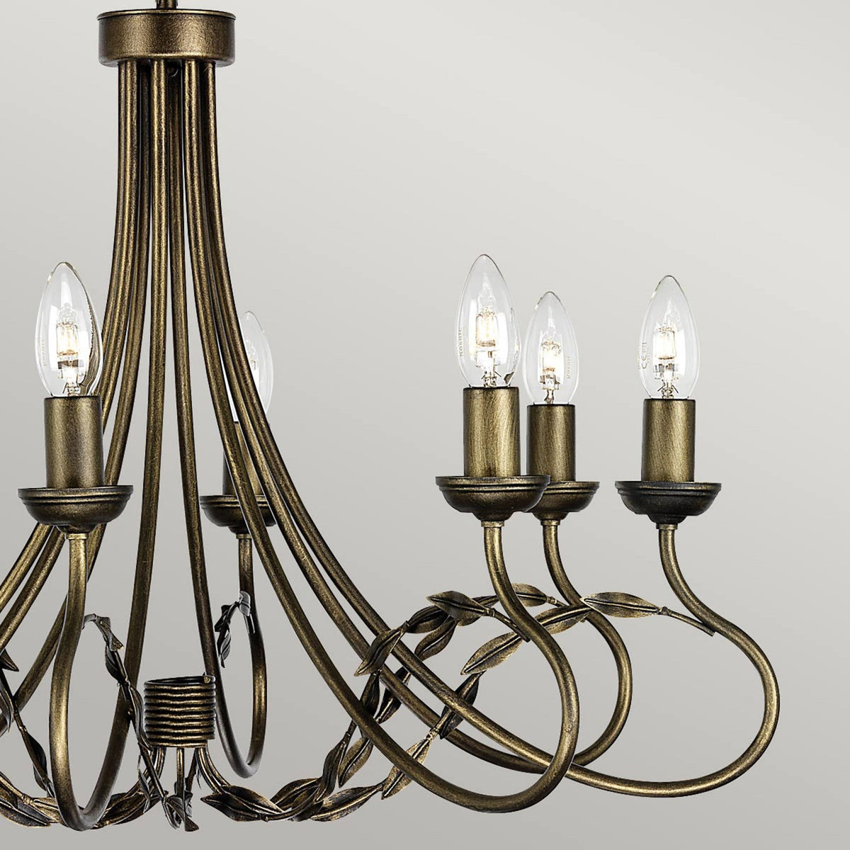 Olivia Eight Light Chandelier or Semi Flush in Black & Gold