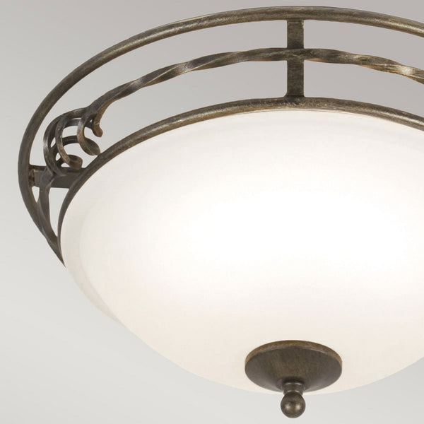 Pembroke Twin Lamp Flush Ceiling Light in Black & Gold