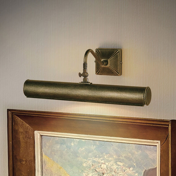 Large Iron Adjustable Picture Light in Blackened Gold