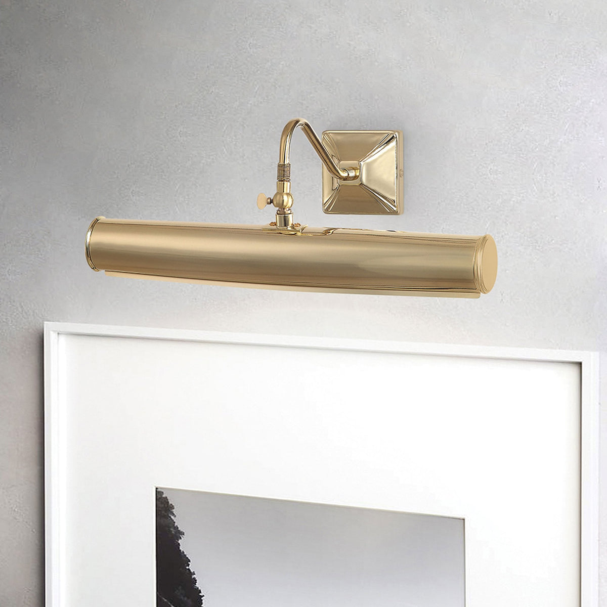 Large Iron Adjustable Picture Light in Polished Brass