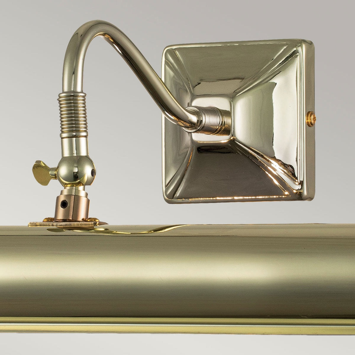 Large Iron Adjustable Picture Light in Polished Brass