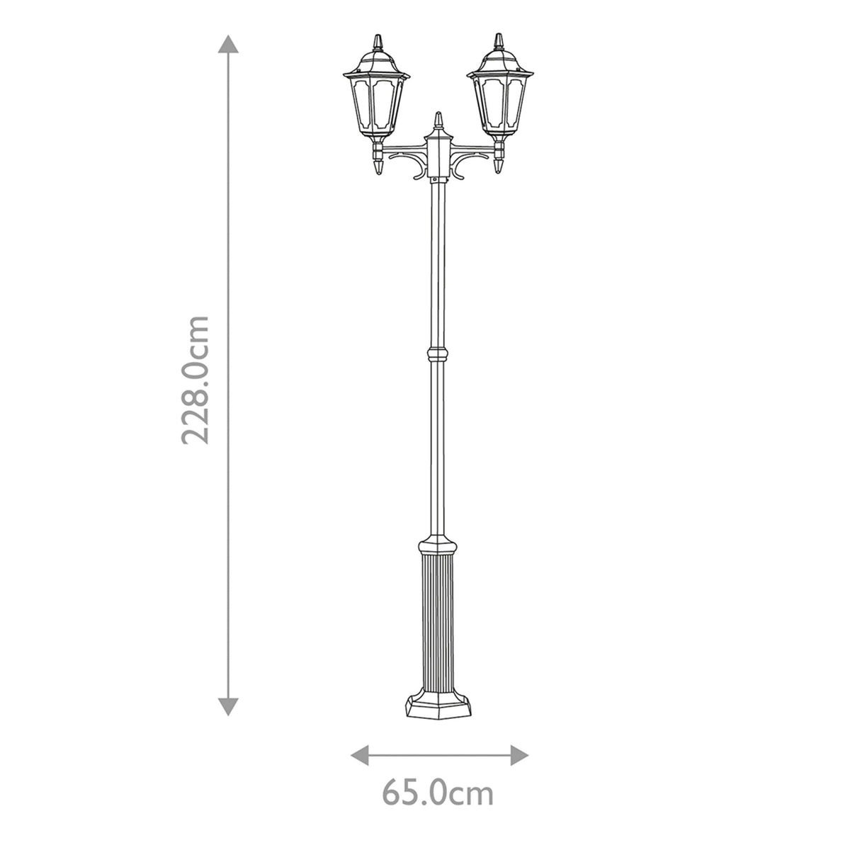 Parish 2 Light Twin Lamp Post in Black