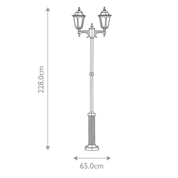 Parish 2 Light Twin Lamp Post in Black