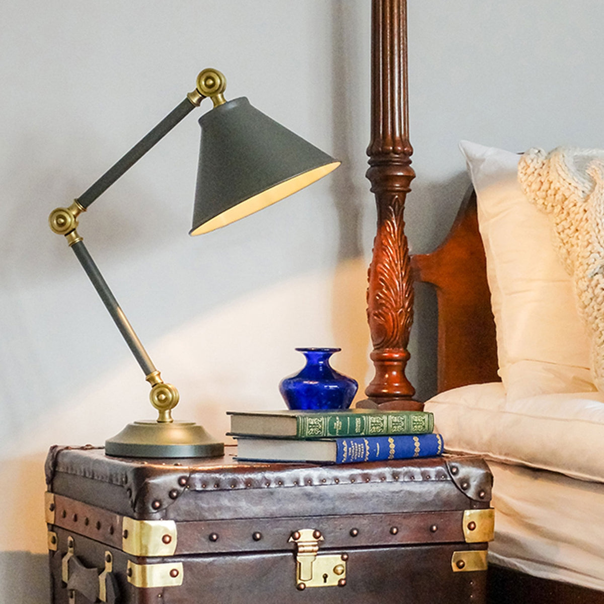 Provence Element Mini Table Lamp in Dark Grey & Aged Brass