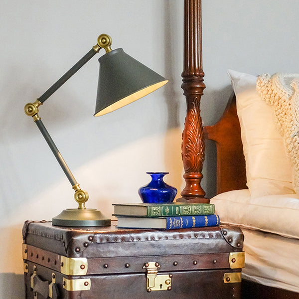 Provence Element Mini Table Lamp in Dark Grey & Aged Brass