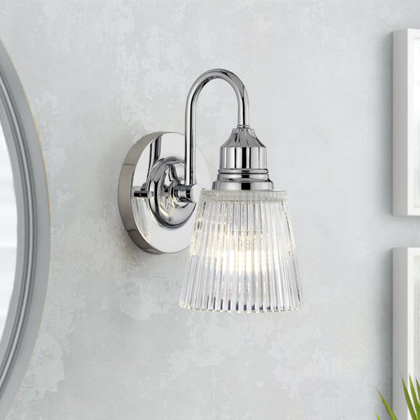 Addison IP44 Single Arm Wall Light in Polished Chrome