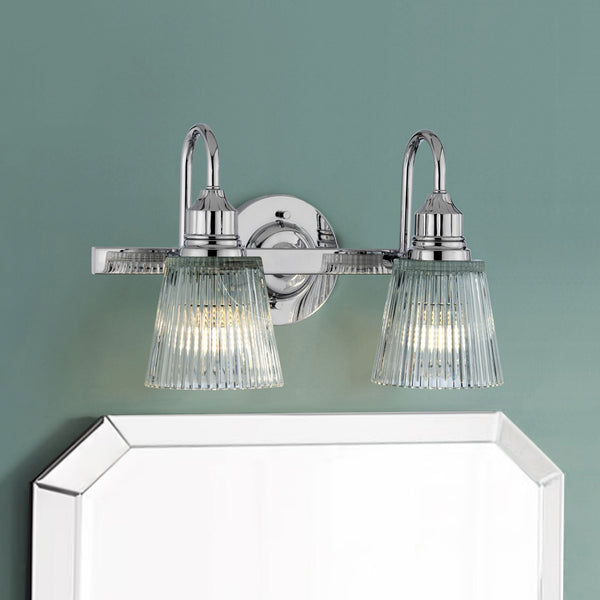 Addison IP44 Two Arm Wall Light in Polished Chrome