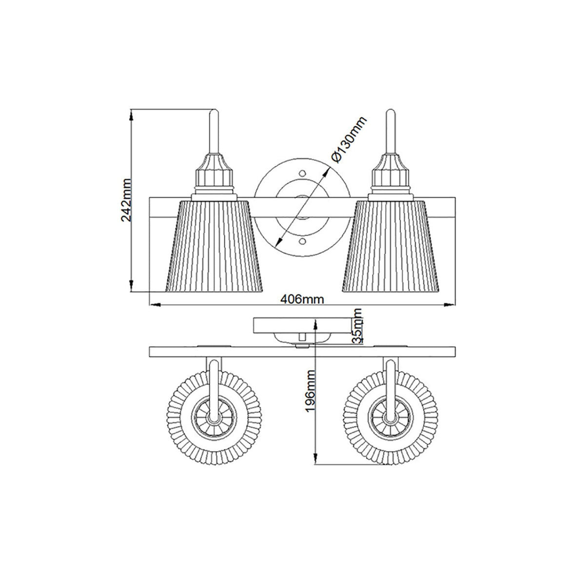 Addison IP44 Two Arm Wall Light in Polished Chrome