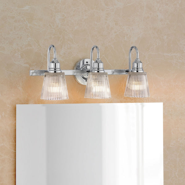 Addison IP44 Three Arm Wall Light in Polished Chrome