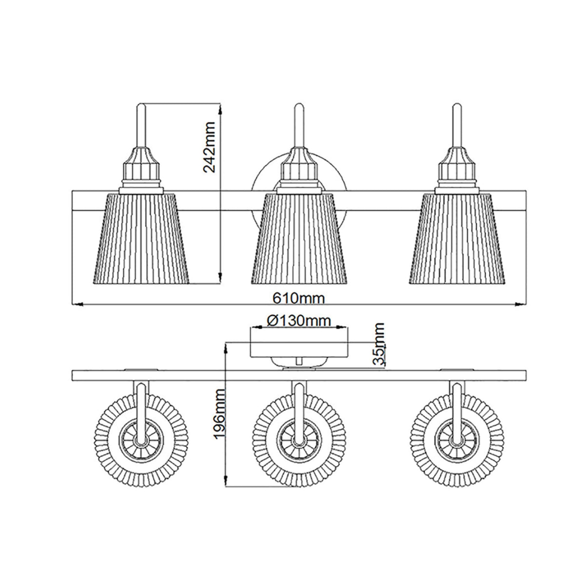 Addison IP44 Three Arm Wall Light in Polished Chrome