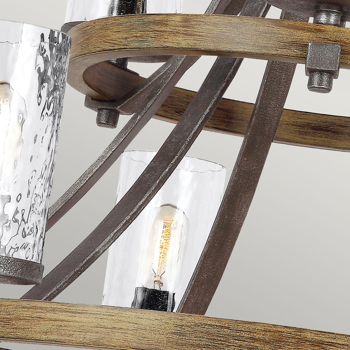 Angelo Nine Lamp Chandelier with Distressed Weather Oak