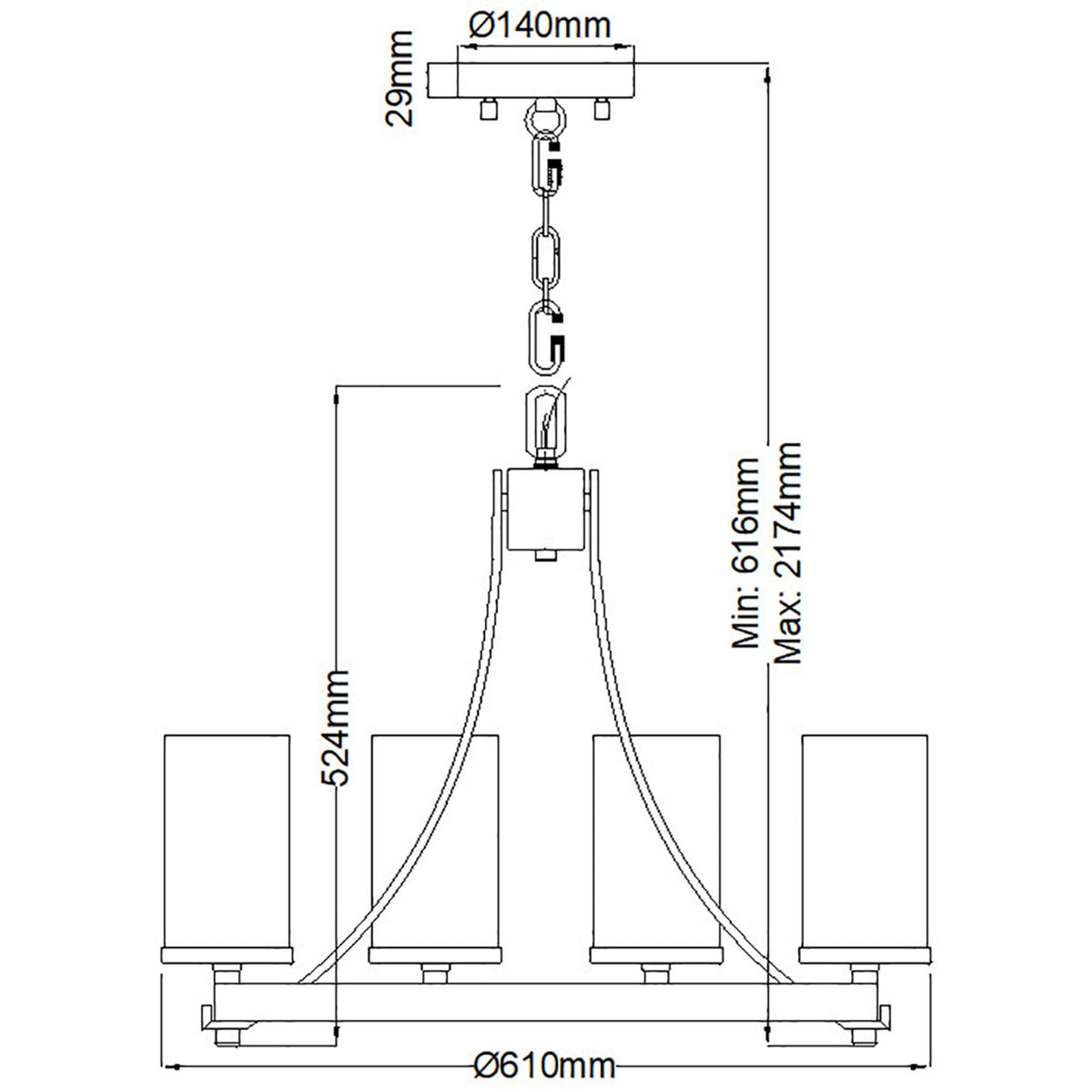 Angelo Five Lamp Chandelier with Distressed Weather Oak