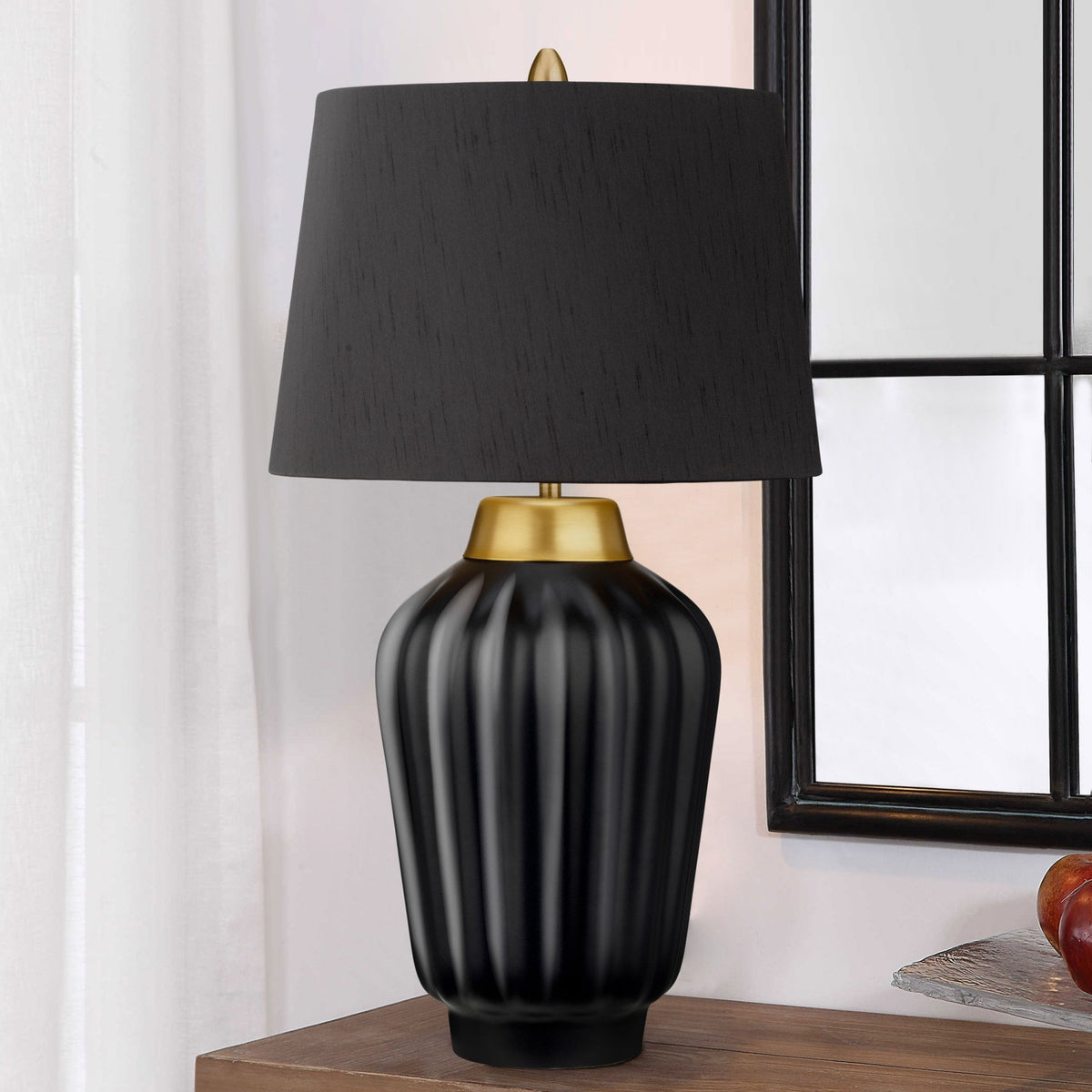 Bexley Table Lamp in Satin Black with Brushed Brass Metalwork